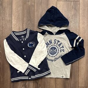 Penn State Kids Varsity Jacket and Hoodie Set - Navy and Gray - Size 3/4T